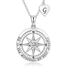Peeshow 2025 Graduation Gifts for Her, Class of 2025 Graduation Gift Compass Necklace for Women College Gift for Graduation Niece Best Friend Wife-Go G
