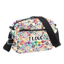 PLITI Umhängetasche für Bingo-Spieler, Geschenke für Casino-Spieler, Bingo-Spiele-Liebhaber, Geschenk, "I Love Bingo-Umhängetasche", Love Bingo Cbu, 24.5*8*18 cm