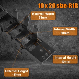 Aweking 10 x 20mm (Inner H x W) R18 Bridge Type Drag Chain Cable Wire Carrier Protection Chain 39.3inch/1M for 3D Printer and CNC Router Mill,Black Plastic Nylon（Outer Side openable）