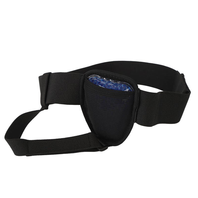 Inguinal Hernia Belt Adjustable Black PVC Gel Bag Soft Foam