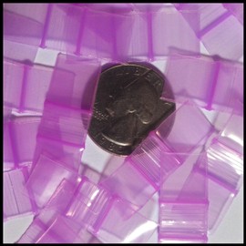 1212-S Original Mini Ziplock 2.5mil Plastic Bags 1/2" x 1/2" Reclosable Baggies (Purple, 100 Bags)