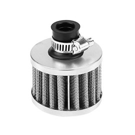Cold Air Intake Filter, 13 mm Universal Clamp-On Air Filter, for Scooters, ATV, Dirt Pit, Bike, Motorcycle, Crankcase Vent Cover, Bleeder (Silver)