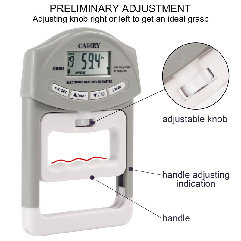 CAMRY Digital Hand Dynamometer Grip Strength Measurement Meter Auto Capturing