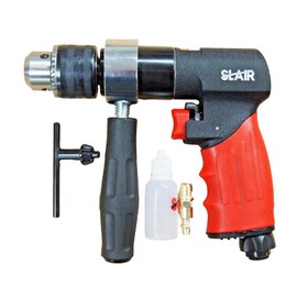 SLAIR 1/2" Heavy Duty Pneumatic Air Drill - Reversible 700 RPM with 6-Planetary-Gear, Low Vibration & Muffled Exhaust - for Metal, Wood, Automotive (Includes Chuck Key & Oil Can)