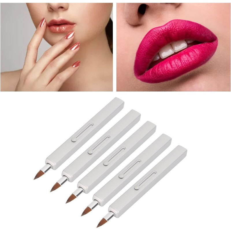 Pincel Retráctil Portátil para Labios, 5 Piezas de Nailon, Ideal