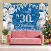 180*110cm Happy 50th Birthday Banner Men Women,Navy Blue Sliver 50th