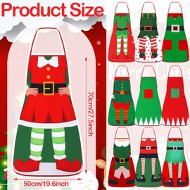 Toulite 10 Pcs Apron Cute Kitchen Cooking Aprons BBQ Bib Funny Chef Apron with Adjustable Neck Strap for Women (Green,Elf)