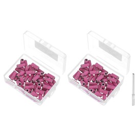 HARFINGTON 100pcs Sanding Bands for Nail Drill, 80 Grit Small Sanding Band with 3.1mm / 1/8" Mandrel, Mini Drill Bits Nail Tech File for Acrylic Gel Nail Shaping Polishing, Rose Red