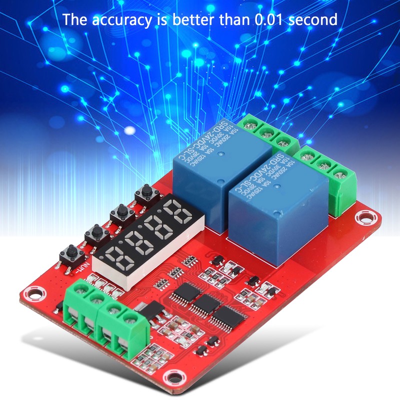 Time Delay Relay Multi Functional 2-Channel Self Lock Cycle Timing