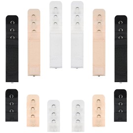 Hopton Pack of 12 Bra Extensions, Stretch Bra Extension, Soft Elastic Bra Closure Extension, Bra Extender for Girls Women Pregnant Women (Beige, Black, White), Beige, Black, White-1 Hook