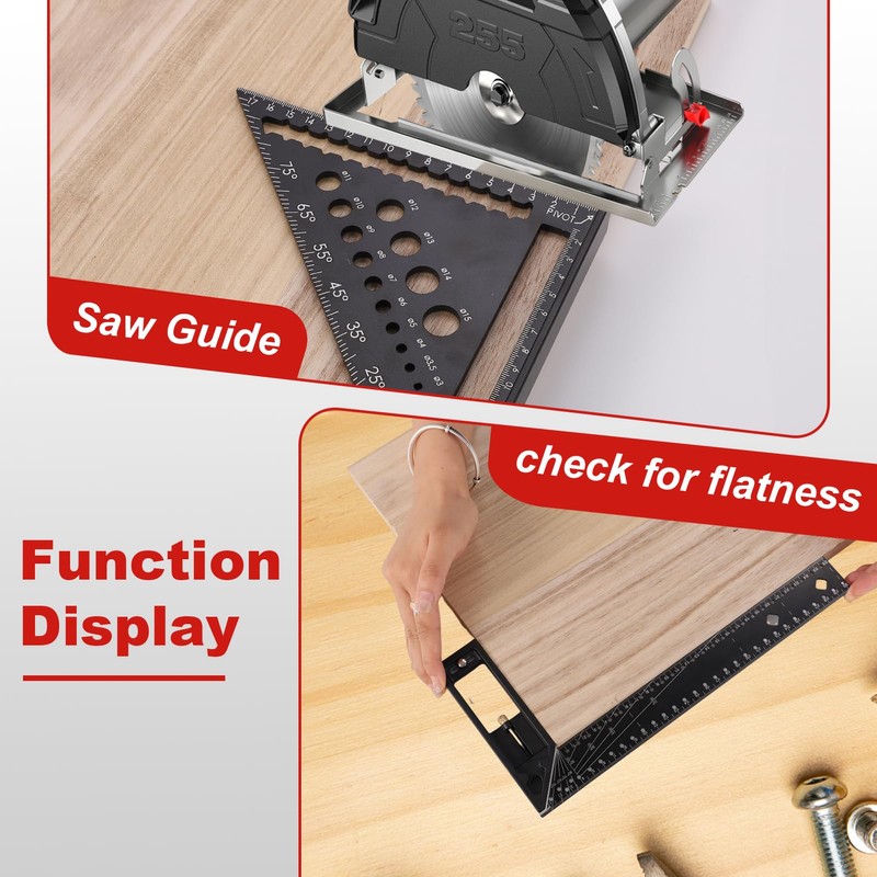 Carpenter's Square Set, Multifunctional 180mm Carpenter's Square and 300mm Try-Angle