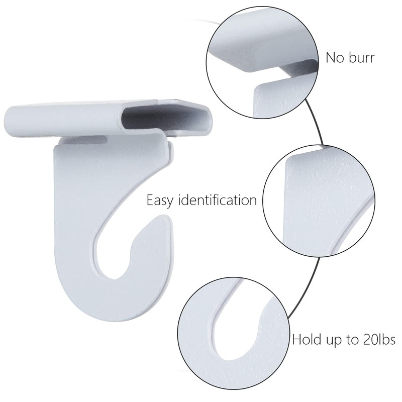 50 Pieces Metal Drop Ceiling Hooks, Right and Left White