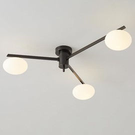 Aeyee Glass Semi Flush Mount Ceiling Light, Modern Sputnik Chandelier, Bubble Ball Ceiling Light Fixture for Bedroom, Hallway (Black, 3 Lights)