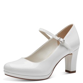 Tamaris Women's 1-24494-42 Clip Pumps, White (white patent)