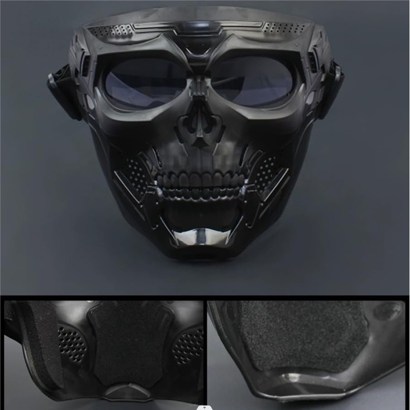Wokyo Skull Riding Goggles Glasses, Detachable Adjustable Motorcycle Goggle Face