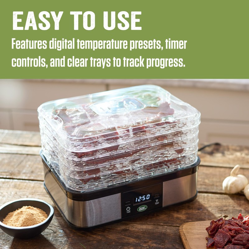 LEM Products 5-Tray Digital Dehydrator, Plastic and Stainless Steel, Black