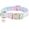 Faygarsle Pastel Butterfly Print Dog Collar, Adjustable with Quick-Release Buckle,
