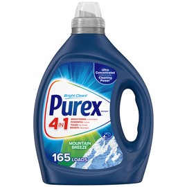 Purex 4-in-1 Laundry Detergent Liquid, Mountain Breeze, 82.5 oz, 165 Loads, Ultra Concentrated Laundry Detergent, Brightens & Whitens