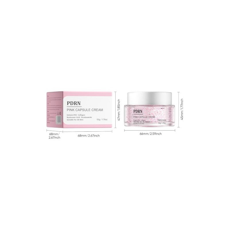 Pink PDRN Capsule Face Cream,Moisturizer Capsule Facial Cream 1.76 OZ
