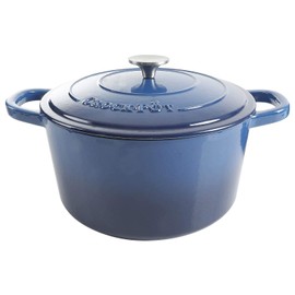 Crock-Pot Artisan 7-Quart Round Enameled Cast Iron Dutch Oven – Sapphire Blue, Durable Heavy-Duty Cookware for Slow Cooking, Baking, Roasting with Lid