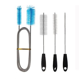 Double-Headed Two Way Nylon Cleaning Brush Drain Brush Flexible Hose 65.7 inches and 3 pcs 7.87 inches with Handles Straw Cleaning Brush All 0.23-1.1inch Diameter Size Tubes Suitable