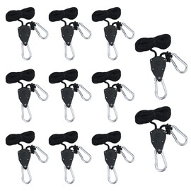 Pack of 11 Ratchet Hanger, Duty Heavy Rope Ratchet with Hooks, Adjustable Rope Hooks, Ratchet Rope Ratchet 2 Metres, 1/8 Inch for Plants, Fans & Lamps