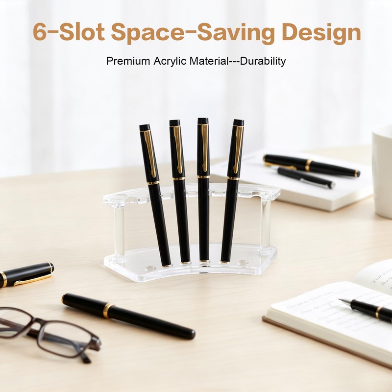 Sissatthai 4Pcs Acrylic Pen Display Stand Clear Pen Holder for