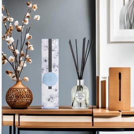 Durance Duftstäbchen, Duftstäbchen, 225 ml, Baumwollmoschus-Duft, Duftbouquet-Glasflasche & 8 Rattanstäbchen, Aromatherapie-Lufterfrischer, Raumduft