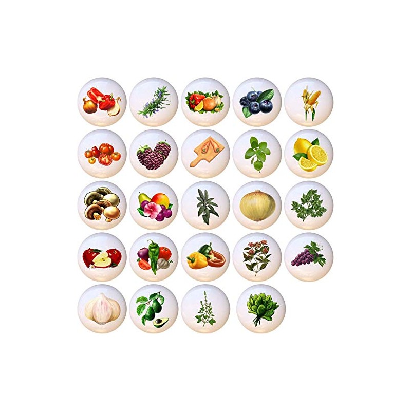 Set of 24 Knobs - Kitchen Food Veggies Fruits Herbs