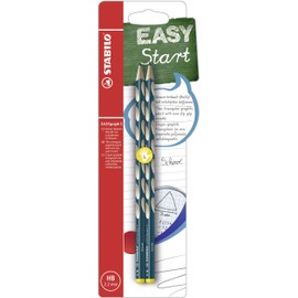 Thin Ergonomic Graphite Pencil - STABILO EASYgraph S - Left-Handed - Pack of 2 - Petrol - HB