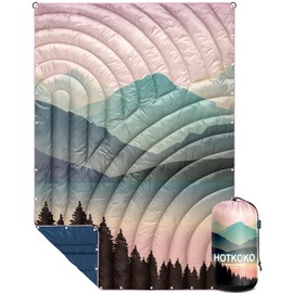 hotkoko Camping Blanket,Puffy Printed Camping Blanket Lightweight Packable Outdoor Blanket for Camping,Traveling, Stadium, Hiking, Picnics