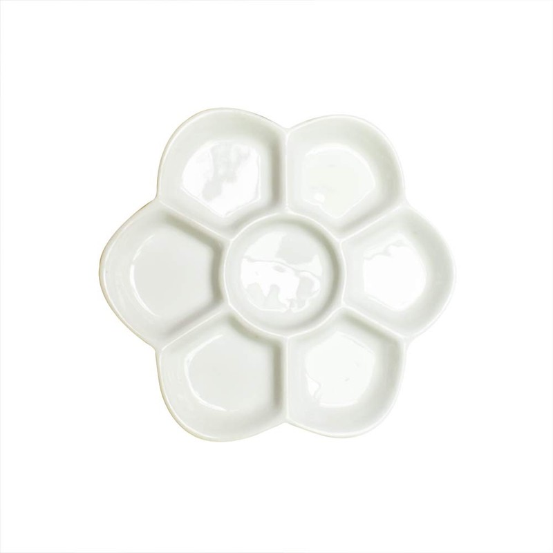Albedel 5" Diameter Flower Paint Palette Glazed Watercolor Painting Mixing