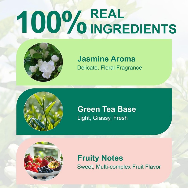 WT WEETEE Fruity Jasmine Green Tea Bags 100 Counts, Flavored
