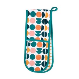 Retro Spot Recycled Cotton Double Oven Gloves - Teal