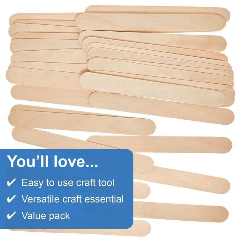 Baker Ross FN234 Jumbo Wooden Craft Sticks - Pack of