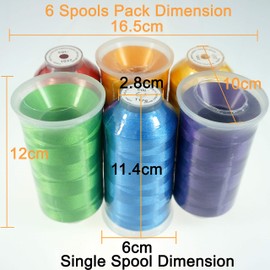 New brothread 6er Set Regenbogen Farben Polyester Maschinen Stickgarn Riesige Spule 5000M für alle Stickmaschine