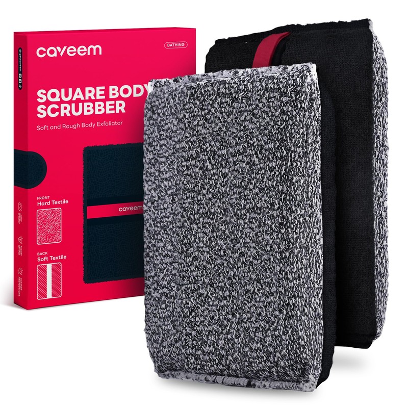 CAVEEM Estropajo corporal cuadrado para exfoliación suave y profunda, 2