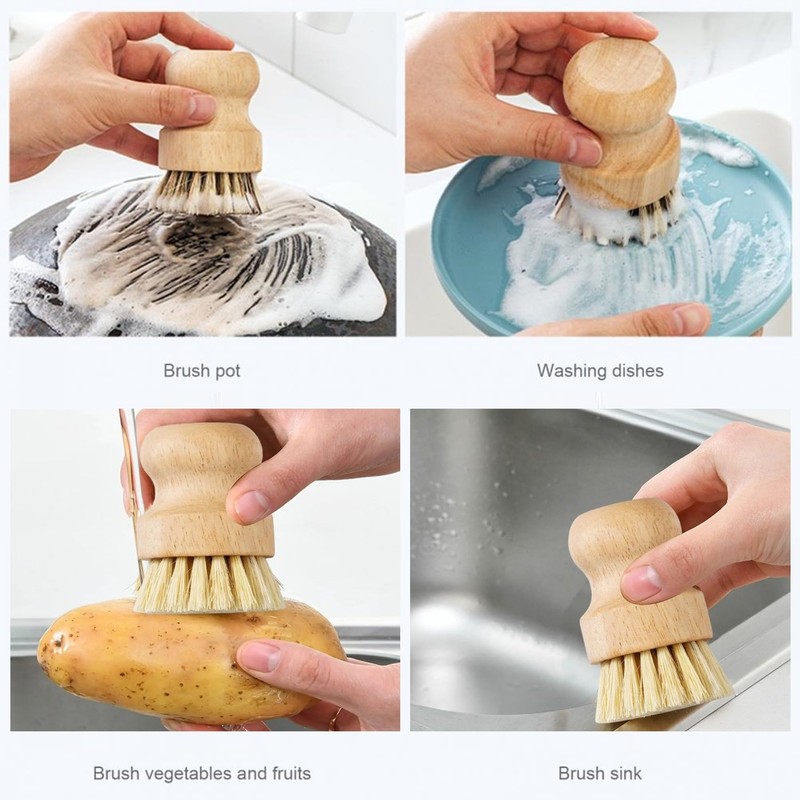 NOELAMOUR Kitchen Brush Scrubber 2pcs Sisal Brush Pot Brush Pan