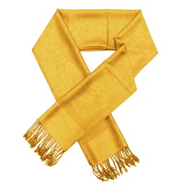 TZ Promise Jacquard Paisley Pashmina Shawl Wrap Elegant Double-Sided Two Tone Vintage Scarf (Gold)