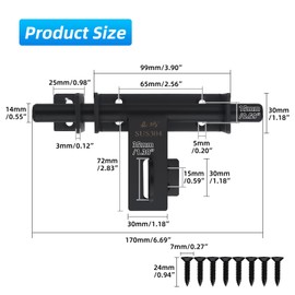 Heavy Duty Barrel Bolts Safety Door Lock, 6.7 Inch Slide Bolt Gate Latch with Padlock Hole,Solid SUS304 Stainless Steel Barrel Bolt Latch for Wooden Fence, Yard Door, Barn Door, Shed Door, Interior
