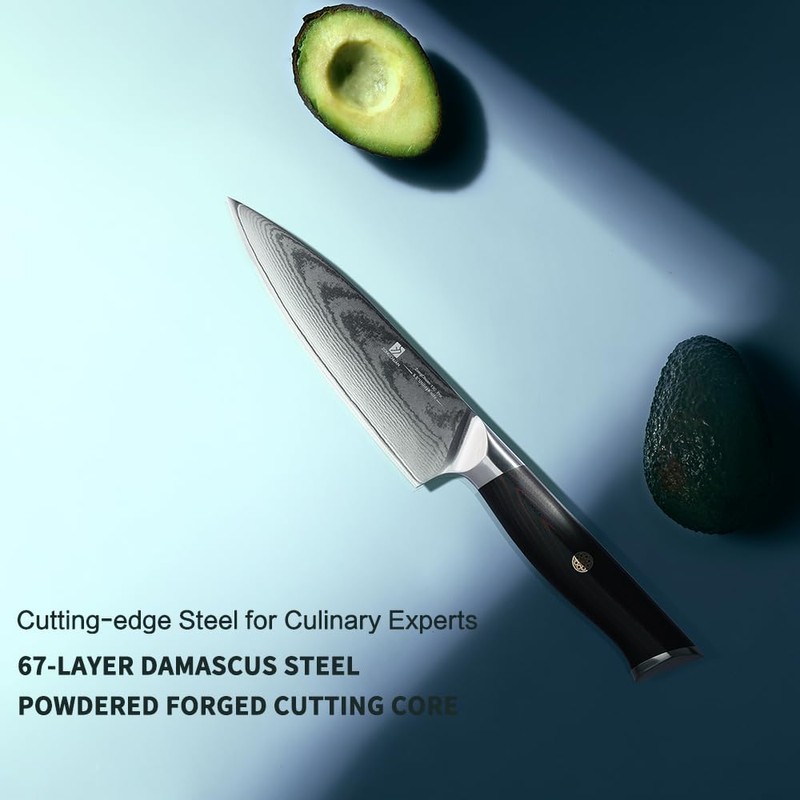 5.5" Damascus Utility Knife,Super High-end High Carbon Powdered Stainless Steel,67-Layer