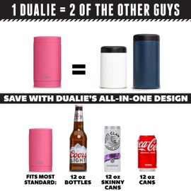 DUALIE 3 in 1 Insulated Can Cooler - Universal Size for 12 oz Cans, Slim Cans, and Bottles - 10+ Colors Available, Magenta