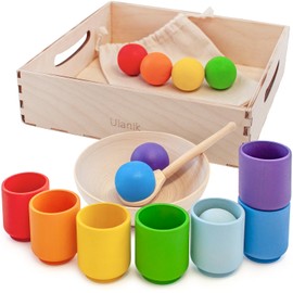 Ulanik Balls in Cups Rainbow Montessori Toys for 1 Year Old
