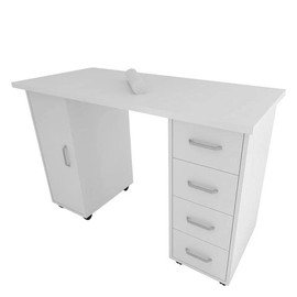 LongJiang Nail Table Nail Desk Station, Manicure Table Beauty Salon Equipment Computer Desk with Drawers White, 1 Count (Pack of 1)