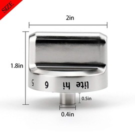 Funmit 5304502763 Range Control Knob Replacement for Frigidaire Stove Replaces PS11724147 AP5984069 EAP11724147 4279473, D Shaped Shaft with Metal Insert, Silver Plastic