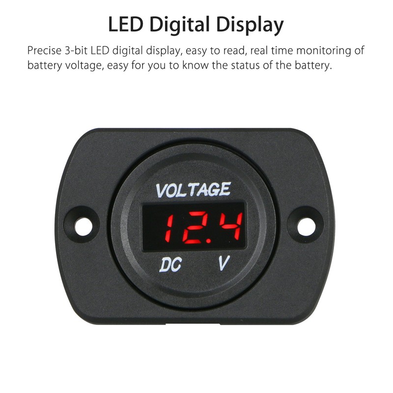 DC 12V 24V Car Voltmeter with LED Digital Display and