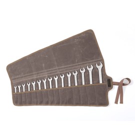 Tool Roll Up Organizer Bag, Heavy Duty 16oz Waxed Canvas Wrench Roll Up Bag With Straps, Multi-Purpose Tool Pouch (Grey)