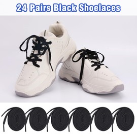 Auihiay 24 Pairs 31 inches Flat Shoelaces, Black Flat Sneakers Shoe Lace, Replacement Shoestrings for Skates, Casual Canvas Boots