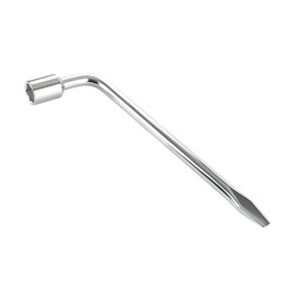Tuxihapp 19mm Car Spare Tire Lug Wrench, L-Type Heavy Duty Steel Tire Replacement Tool with Hexagon Socket and Slotted End, Universal Motorcycle Car Emergency Repair Wrench for Jack& Maintenance(19MM)