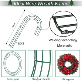 YAAVAAW 4 Pack Christmas Candy Cane Wreath Frame 12 inch - J-Shaped Wire Wreath Frame for Christmas Cane Wreath Making Frame Base, for New Year Garden, Home, Door Deco Crafts, Making Frame Supplies